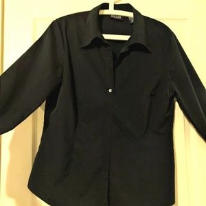 NY&Co XL Black Cinched-Waist Blouse